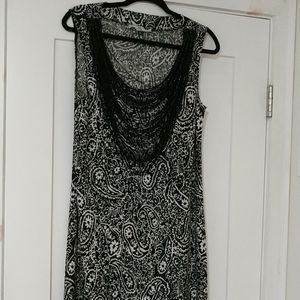 Black and cream knee length dress